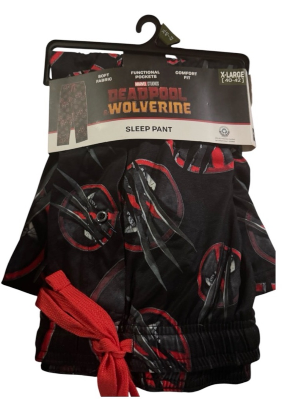 Marvel Deadpool Wolverine Black & Red Sleep Pants xl